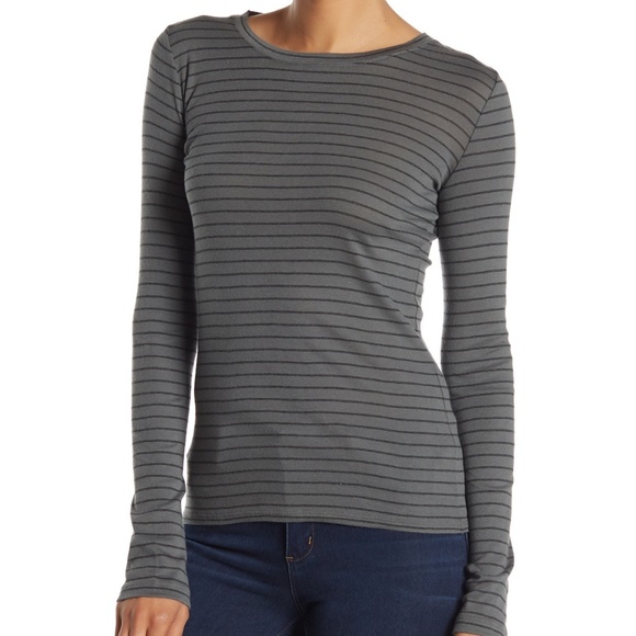 Vince Double Pin Stripe Long Sleeve T-Shirt NWT L - Picture 2 of 3